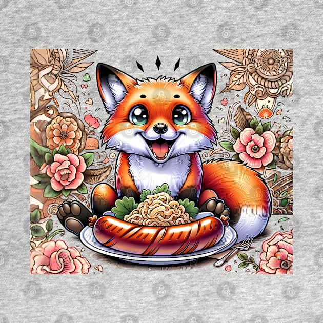 Cute Fox eating german food by TaevasDesign
